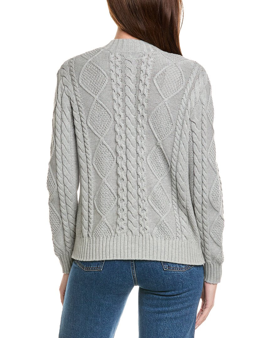 Hannah Rose Cable Full Zip Cashmere-Blend Cardigan