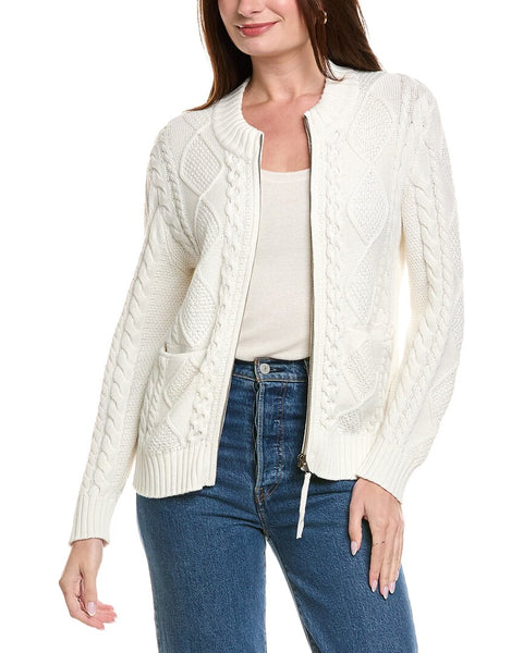 カーディガン smoothmood Hannah Collar Knit Cardigan Marshmallow Cardigan | Hanna Andersson