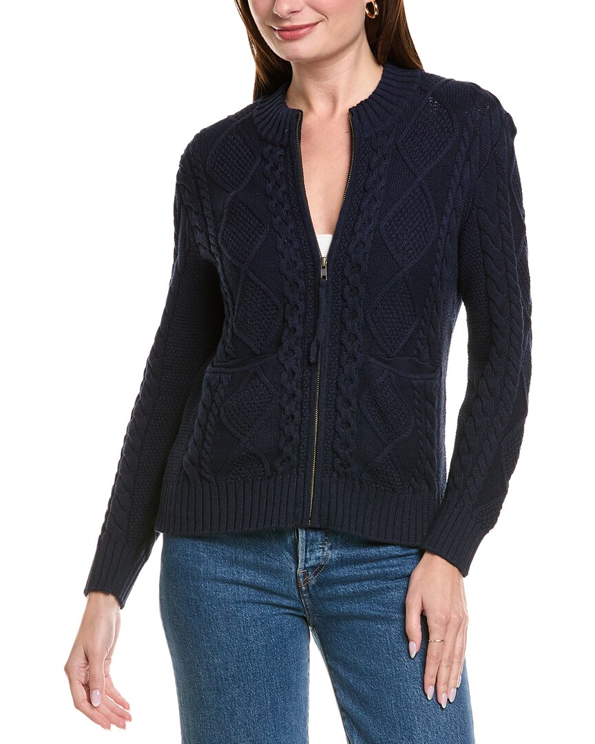 Hannah Rose Cable Full Zip Cashmere-Blend Cardigan