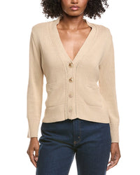 Hannah Rose Cinched Waist Button Cashmere-Blend Cardigan