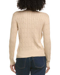 Hannah Rose Classic Cable Full Button Cashmere-Blend Cardigan