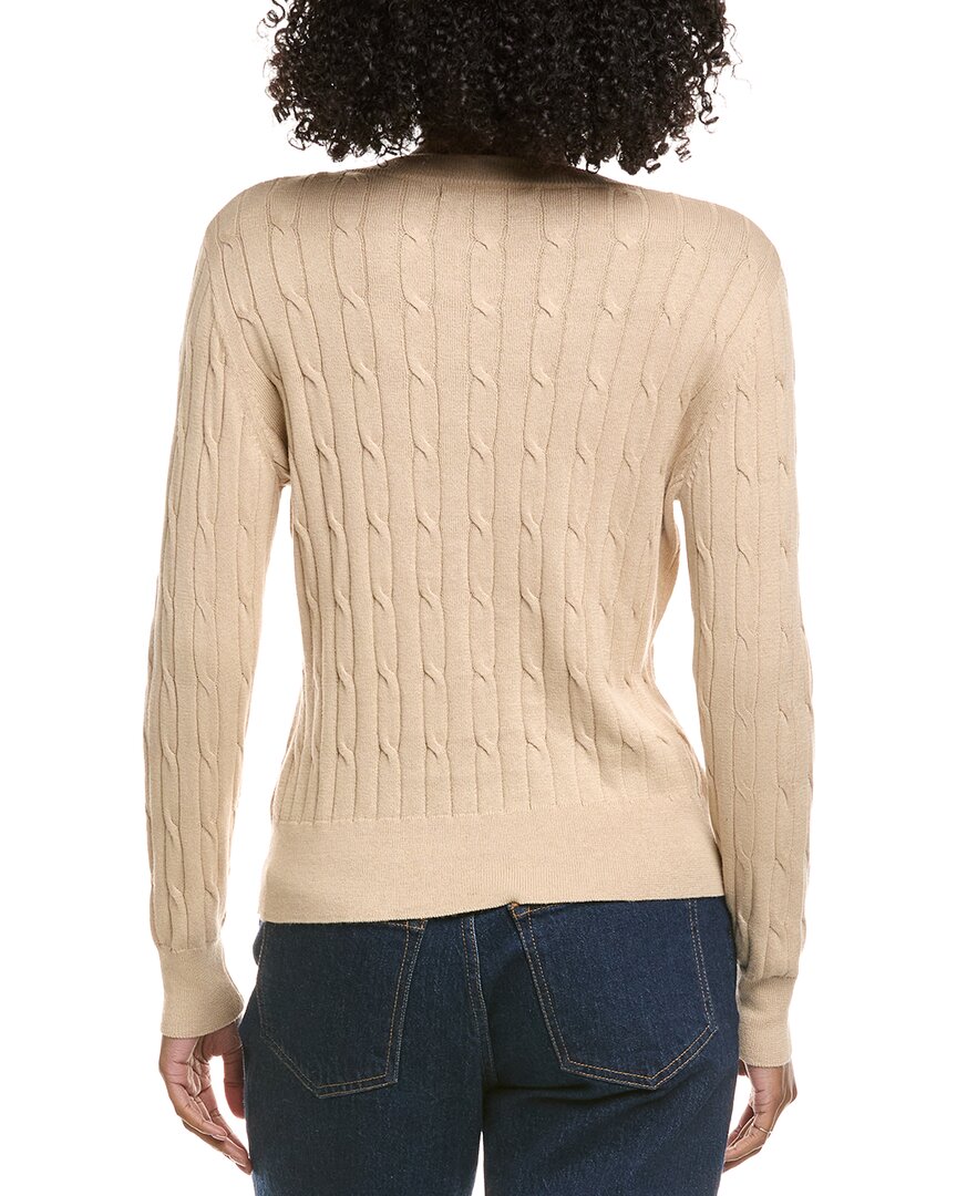Hannah Rose Classic Cable Full Button Cashmere-Blend Cardigan