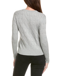 Hannah Rose Classic Cable Full Button Cashmere-Blend Cardigan