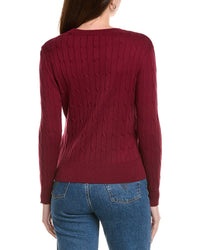 Hannah Rose Classic Cable Full Button Cashmere-Blend Cardigan