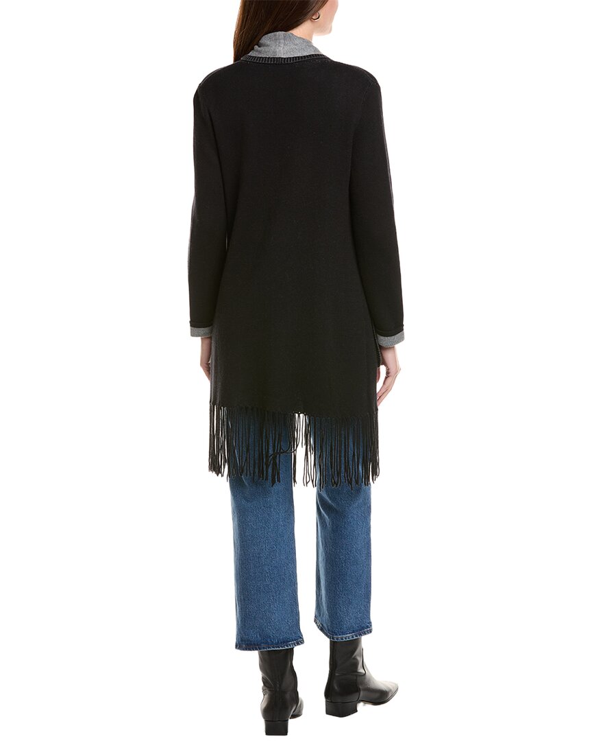 Hannah Rose Long Fringe Cashmere-Blend Cardigan