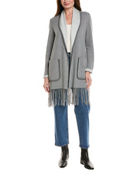 Hannah Rose Long Fringe Cashmere-Blend Cardigan