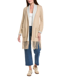 Hannah Rose Long Fringe Cashmere-Blend Cardigan