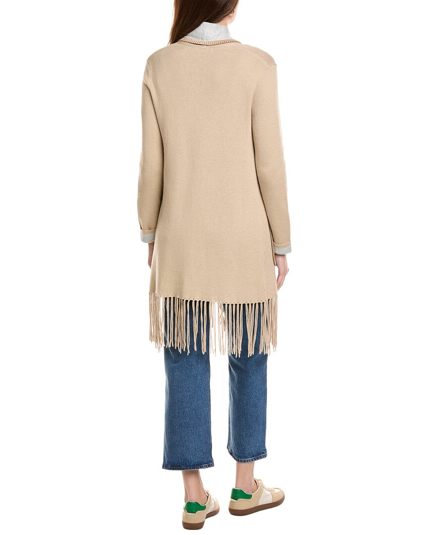 Hannah Rose Long Fringe Cashmere-Blend Cardigan