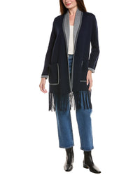 Hannah Rose Long Fringe Cashmere-Blend Cardigan