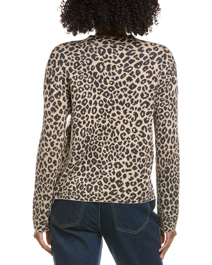 Hannah Rose Leopard Stand Neck Cashmere-Blend Pullover