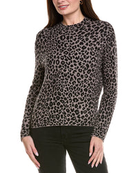 Hannah Rose Leopard Stand Neck Cashmere-Blend Pullover