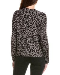 Hannah Rose Leopard Stand Neck Cashmere-Blend Pullover