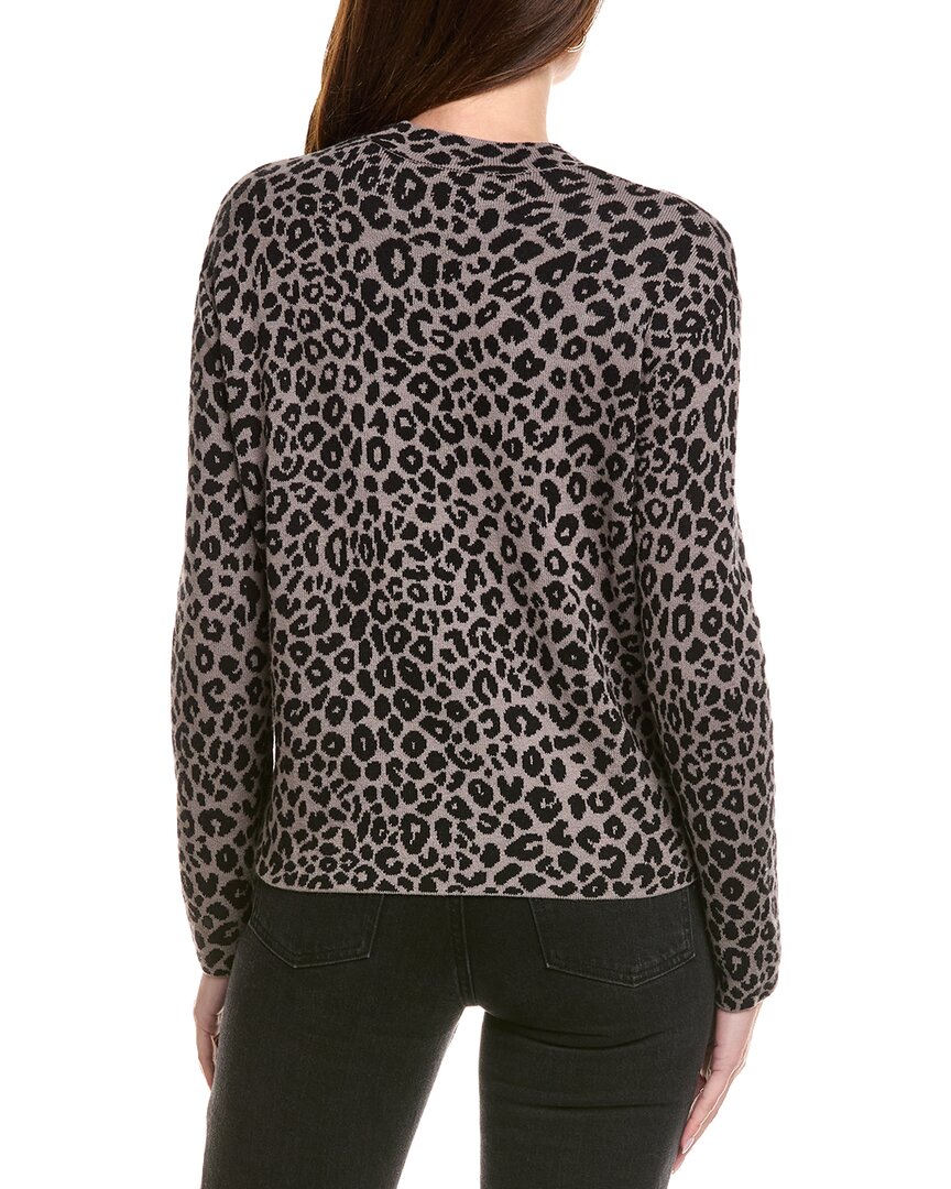 Hannah Rose Leopard Stand Neck Cashmere-Blend Pullover
