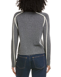 Hannah Rose Raised Tipping Mock Neck Wool & Cashmere-Blend Sweater