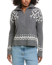 Hannah Rose Fairisle Wool & Cashmere-Blend 1/2-Zip Pullover