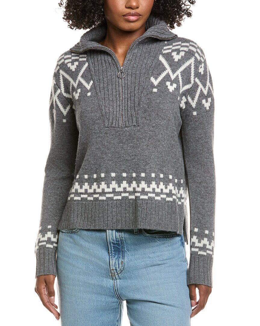 Hannah Rose Fairisle Wool & Cashmere-Blend 1/2-Zip Pullover