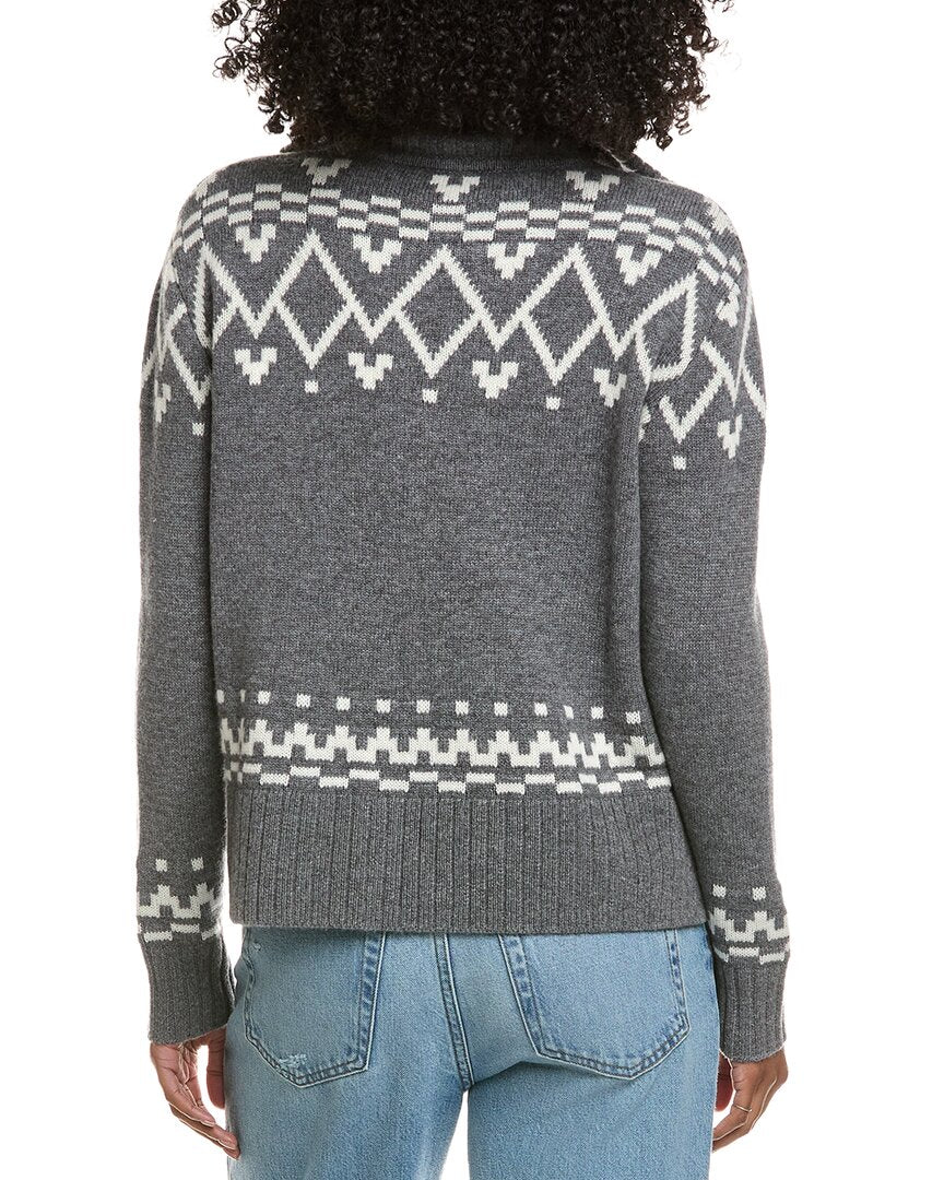 Hannah Rose Fairisle Wool & Cashmere-Blend 1/2-Zip Pullover