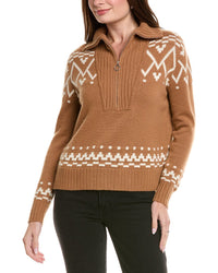 Hannah Rose Fairisle Wool & Cashmere-Blend 1/2-Zip Pullover