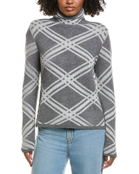 Hannah Rose Plaid Funnel Neck Wool & Cashmere-Blend Sweater