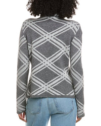 Hannah Rose Plaid Funnel Neck Wool & Cashmere-Blend Sweater