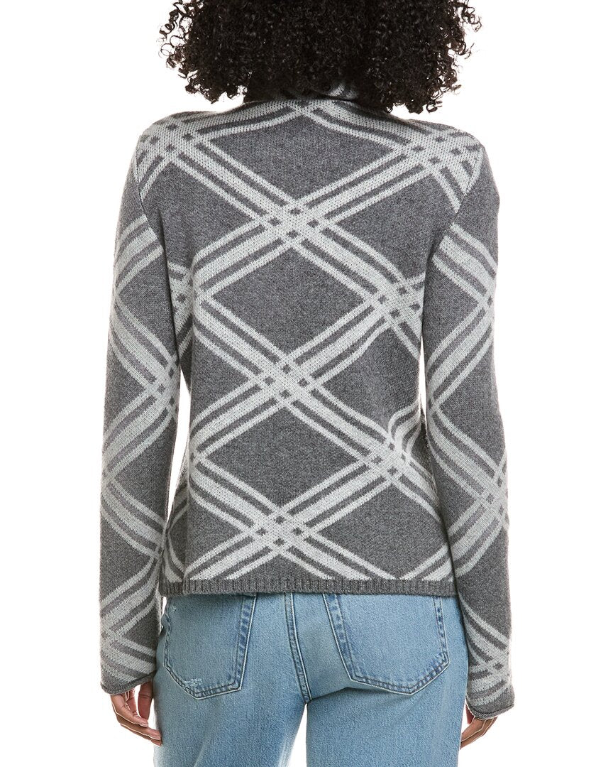 Hannah Rose Plaid Funnel Neck Wool & Cashmere-Blend Sweater