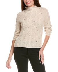 Hannah Rose Shaker Cable Funnel Neck Wool & Cashmere-Blend Sweater