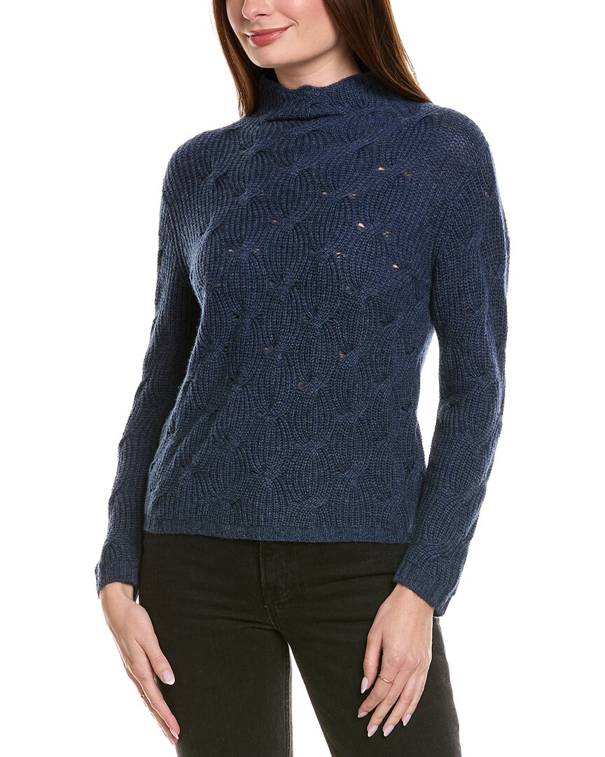 Hannah Rose Shaker Cable Funnel Neck Wool & Cashmere-Blend Sweater