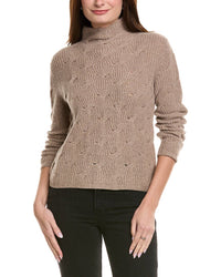 Hannah Rose Shaker Cable Funnel Neck Wool & Cashmere-Blend Sweater