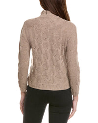 Hannah Rose Shaker Cable Funnel Neck Wool & Cashmere-Blend Sweater