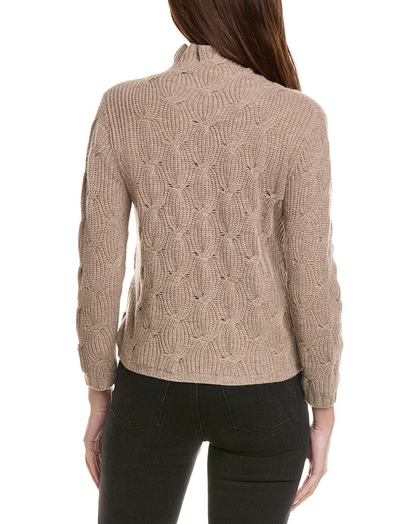 Hannah Rose Shaker Cable Funnel Neck Wool & Cashmere-Blend Sweater