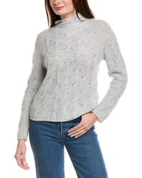 Hannah Rose Shaker Cable Funnel Neck Wool & Cashmere-Blend Sweater