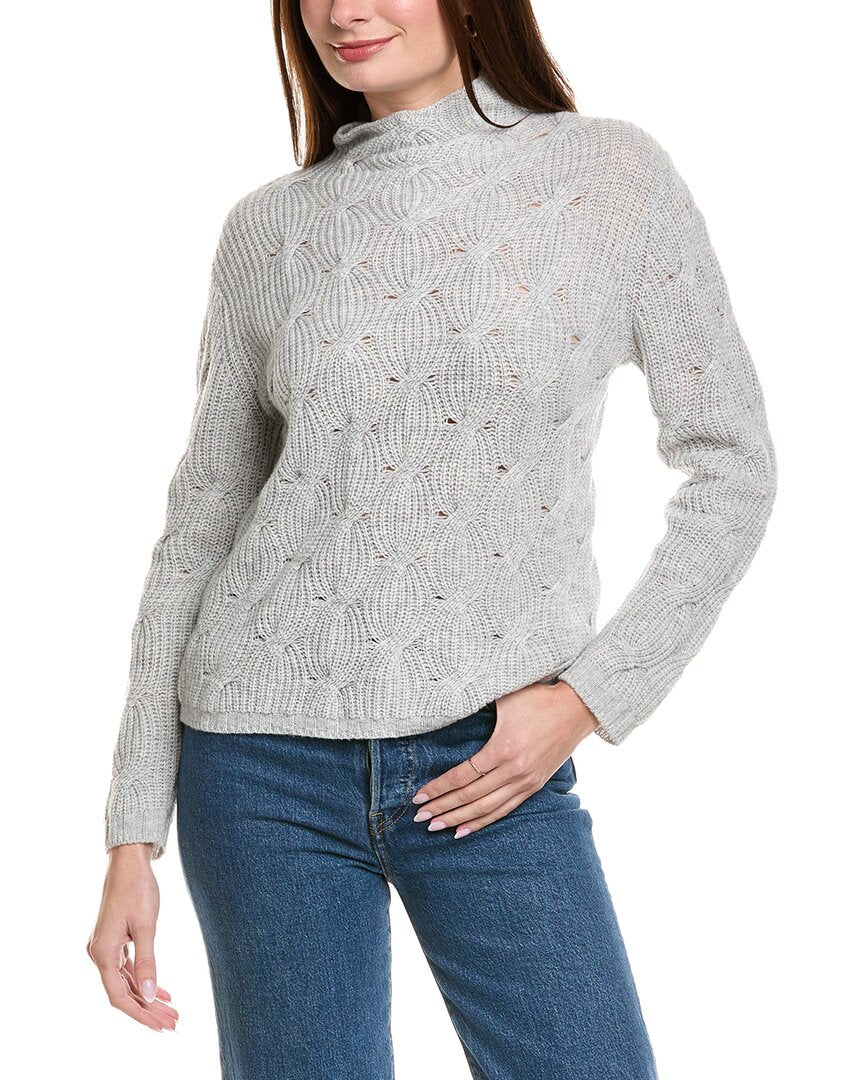 Hannah Rose Shaker Cable Funnel Neck Wool & Cashmere-Blend Sweater