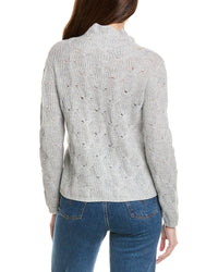 Hannah Rose Shaker Cable Funnel Neck Wool & Cashmere-Blend Sweater