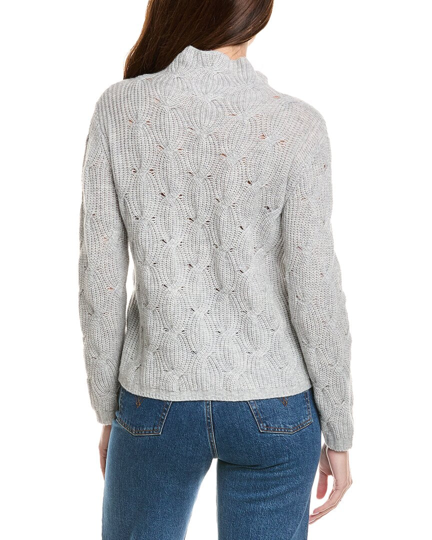 Hannah Rose Shaker Cable Funnel Neck Wool & Cashmere-Blend Sweater