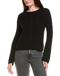 Hannah Rose Picot Stitch Shaker Crewneck Cashmere-Blend Sweater
