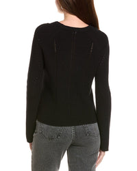 Hannah Rose Picot Stitch Shaker Crewneck Cashmere-Blend Sweater
