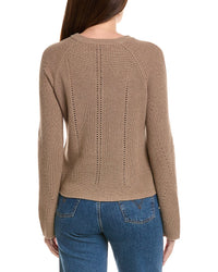 Hannah Rose Picot Stitch Shaker Crewneck Cashmere-Blend Sweater