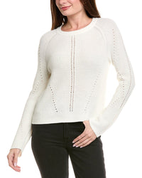 Hannah Rose Picot Stitch Shaker Crewneck Cashmere-Blend Sweater