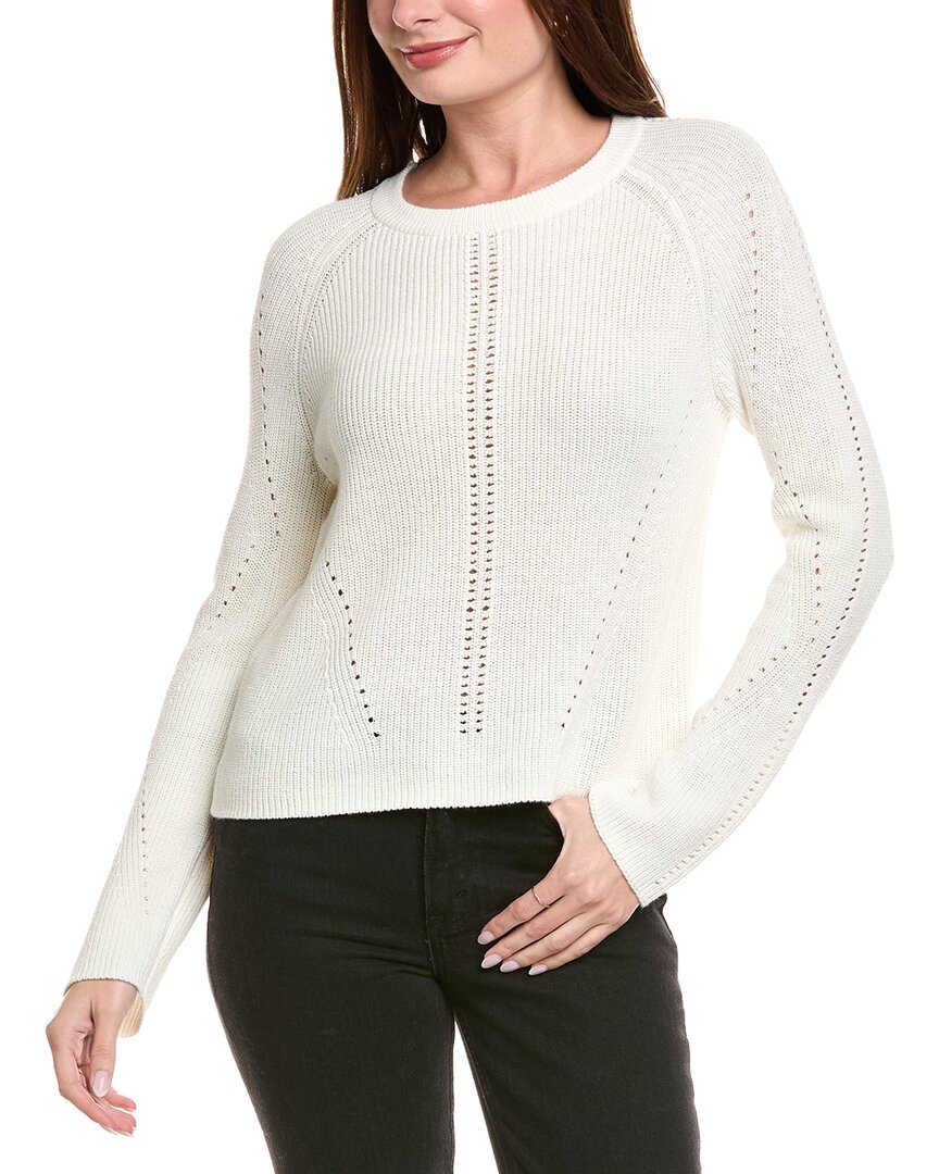 Hannah Rose Picot Stitch Shaker Crewneck Cashmere-Blend Sweater