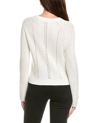Hannah Rose Picot Stitch Shaker Crewneck Cashmere-Blend Sweater