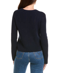 Hannah Rose Picot Stitch Shaker Crewneck Cashmere-Blend Sweater
