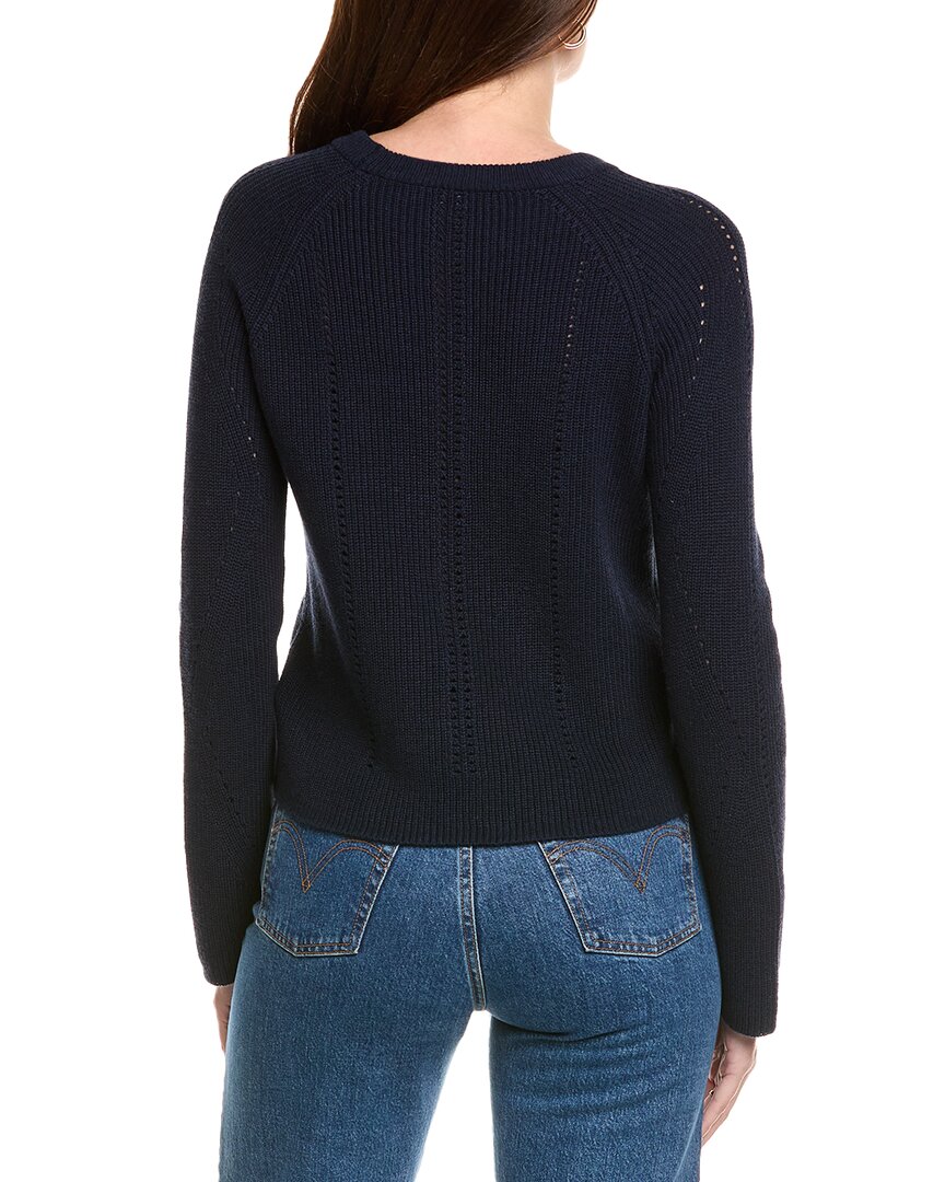 Hannah Rose Picot Stitch Shaker Crewneck Cashmere-Blend Sweater