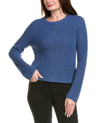 Hannah Rose Picot Stitch Shaker Crewneck Cashmere-Blend Sweater