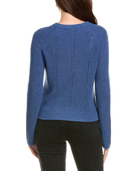 Hannah Rose Picot Stitch Shaker Crewneck Cashmere-Blend Sweater