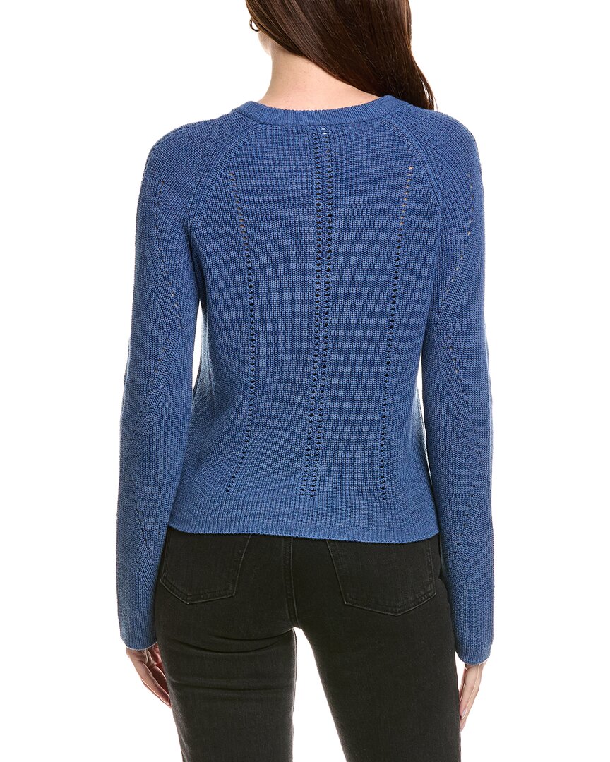 Hannah Rose Picot Stitch Shaker Crewneck Cashmere-Blend Sweater
