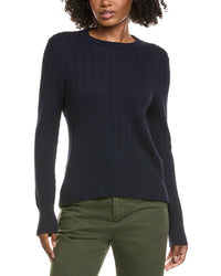 Hannah Rose Vertical Cable Cashmere-Blend Pullover