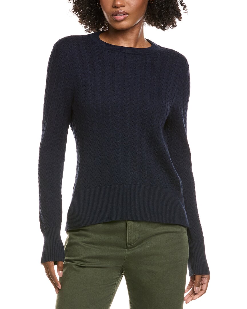 Hannah Rose Vertical Cable Cashmere-Blend Pullover