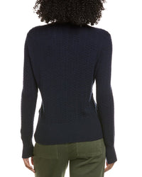 Hannah Rose Vertical Cable Cashmere-Blend Pullover