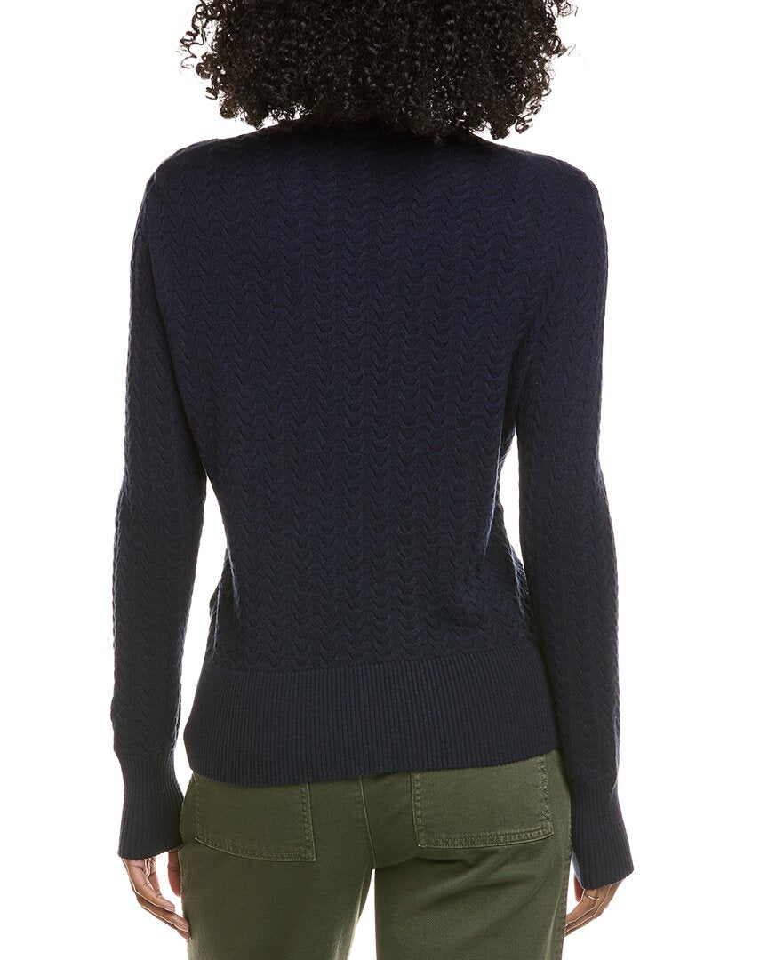 Hannah Rose Vertical Cable Cashmere-Blend Pullover