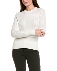Hannah Rose Vertical Cable Cashmere-Blend Pullover